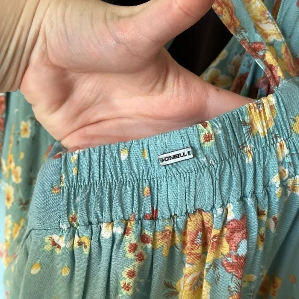 O’Neil Blue Floral Tie Shoulder Summer Beach Dress
